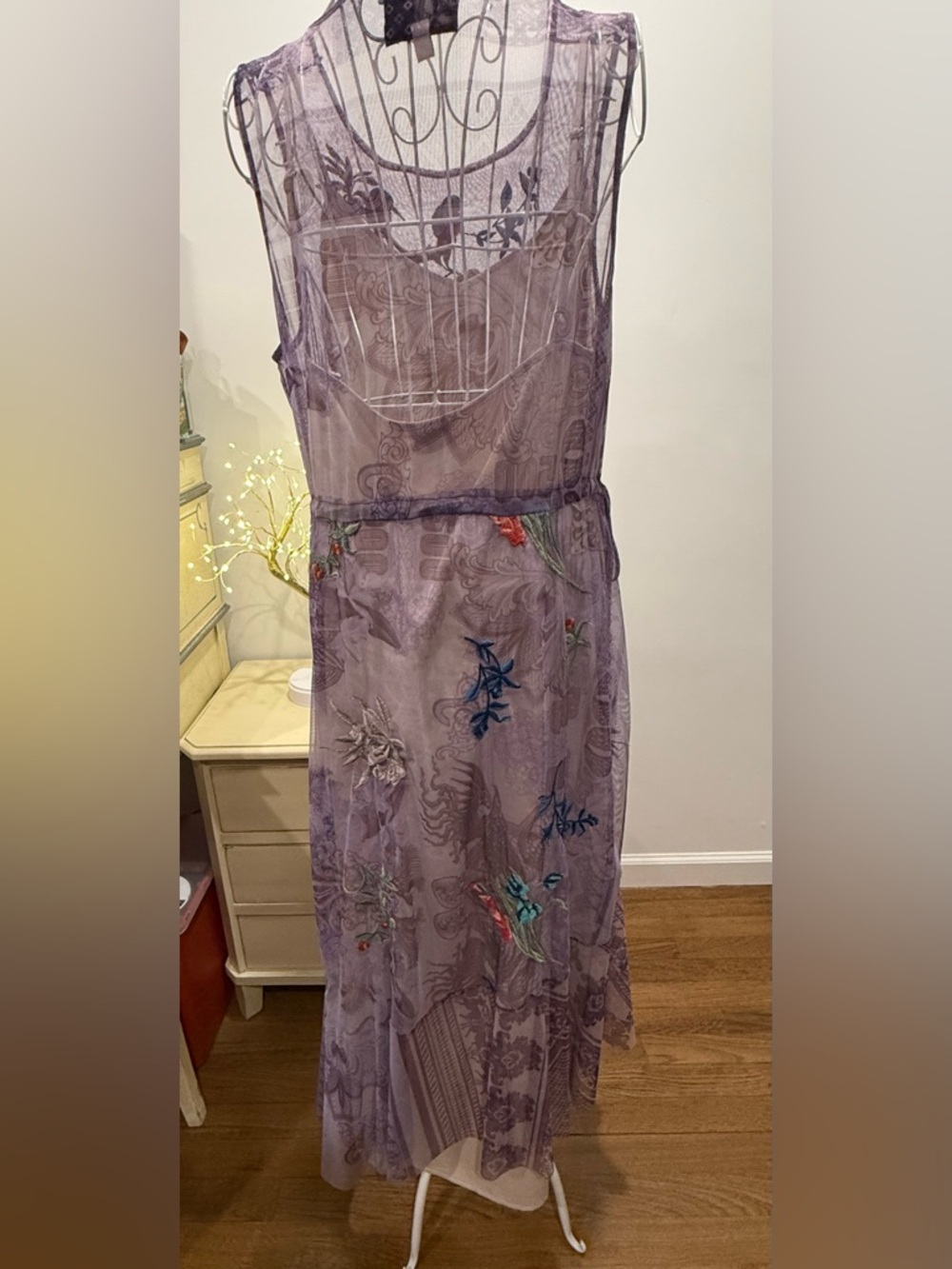 Johnny Was Lavender Embroidered Floral Maxi Dress - Picture 2 of 3